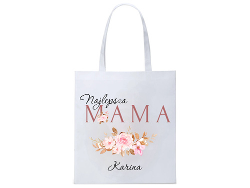 Torba na zakupy personalizowana na dzień matki Różowe kwiaty - 1 szt.