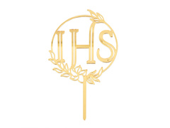 Topper na tort Hostia IHS złoty - 1 szt.