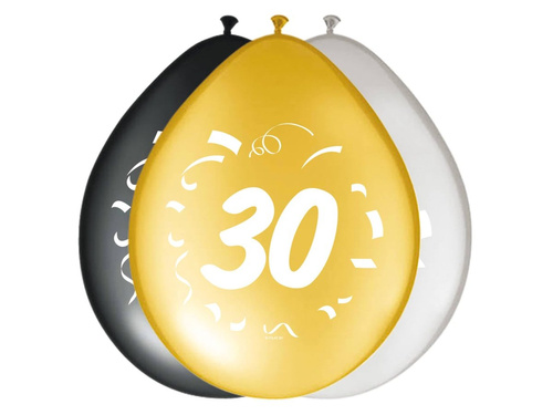 Balony z nadrukiem 30tka - 30 cm - 8 szt.