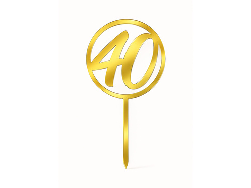 Topper z lustrzanej pleksi złoty na tort 40 urodziny