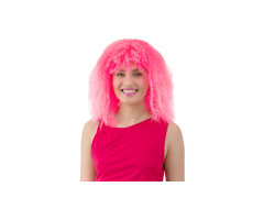 Peruka różowa - kręcone włosy - 1 szt.