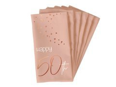 Serwetki urodzinowe różowe Happy 50th - 33 cm - 10 szt.