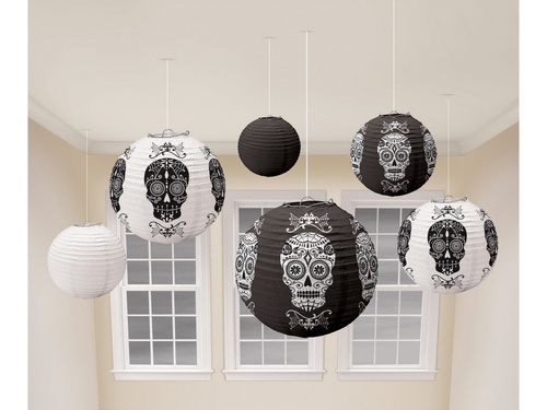 Lampiony Meksykańska Czacha na Halloween - 6 szt.