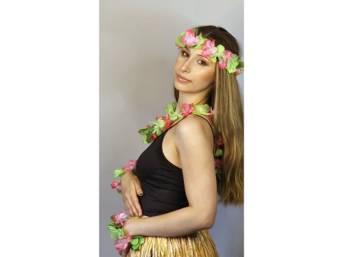 Zestaw hawajski zielono-różowy - 4 elementowy