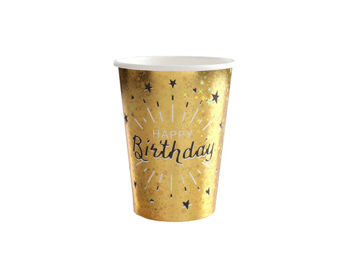 Kubeczki papierowe na urodziny Happy Birthday Sparkling - 250 ml - 10 szt.