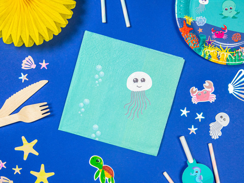 Serwetki urodzinowe Podwodny Świat - 33 cm - 12 szt.