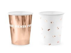Kubeczki papierowe Same penis forever różowe złoto - 220 ml - 6 szt.