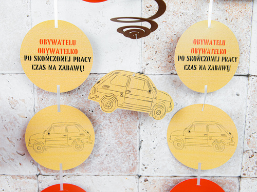 Dekoracja wisząca urodzinowa PRL - 6 szt.