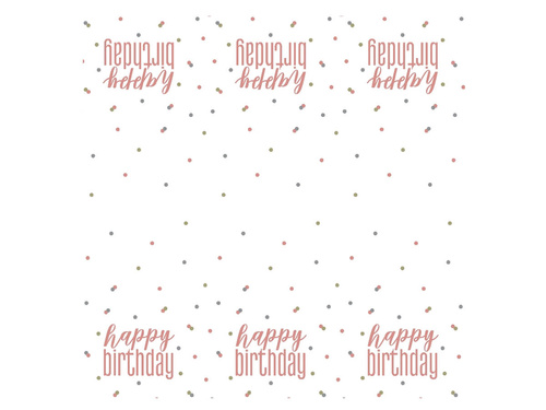 Obrus urodzinowy różowe złoto Happy Birthday - 137 x 213 cm - 1 szt.