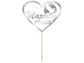 Topper na tort personalizowany - serce z imionami - 14 cm