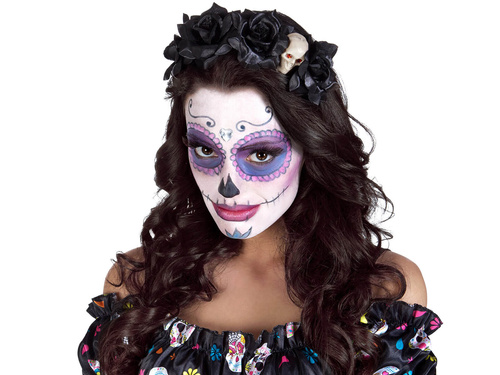 Opaska z różami i czachą - 1 szt.