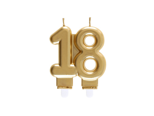 Świeczka na 18-tkę złota - 7,5 cm - 1 szt.