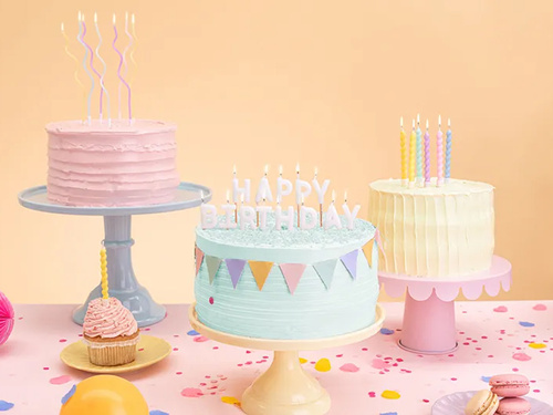 Świeczki pikery napis Happy Birthday - biały