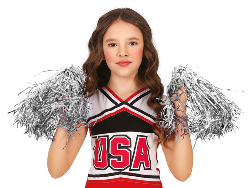 Pompony cheerleaderki srebrne - 2 szt.