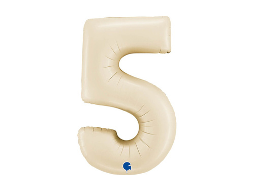 Balon foliowy cyfra 5 satynowy kremowy - 26" - 1 szt.