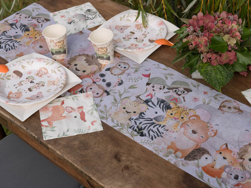 Talerzyki papierowe na Baby Shower Zwierzątka - 22,5 cm - 10 szt.