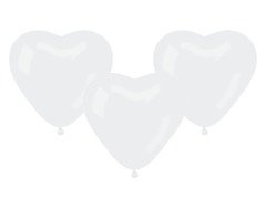 Baloniki białe serca - 29 cm - 50 szt.