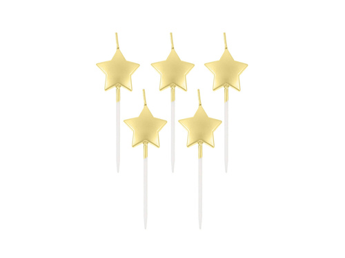 Świeczki pikery Gwiazdki złote - 5 szt.