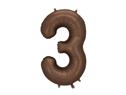 Balon foliowy brązowa cyfra 3 - 86 cm - 1 szt.