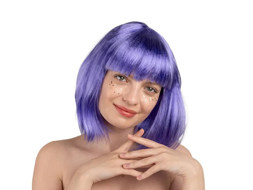 Peruka z grzywką fioletowa - 1 szt.