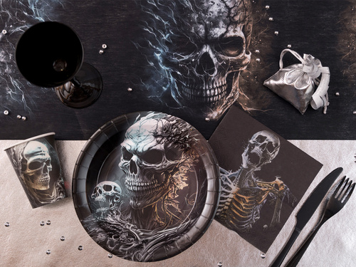 Kubeczki papierowe na Halloween Kościotrup - 270 ml - 10 szt.