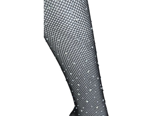 Rajstopy w siateczkę kabaretki z kryształkami czarne