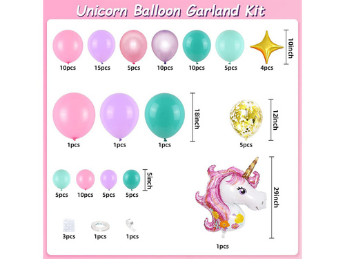 Zestaw balonów do girlandy balonowej wielokolorowy - 93 szt.