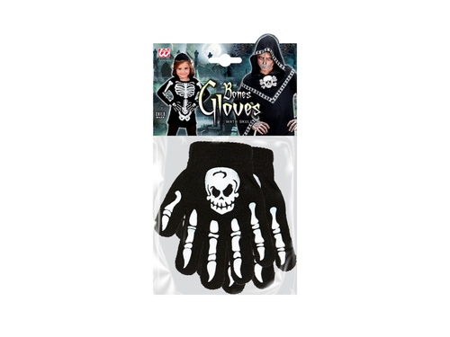 Rękawiczki kościotrupa z czaszką - dla dzieci, wełniane
