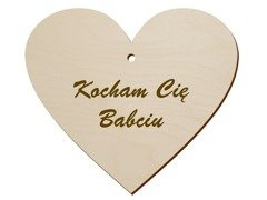 Zawieszka drewniana serce na dzień Babci - 10 cm - 1 szt.