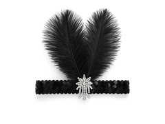 Opaska z piórami Retro czarna - 1 szt.