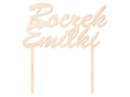 Topper drewniany na tort - personalizowany - 1 szt.