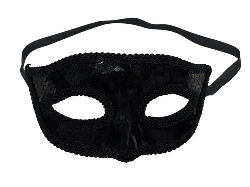 Cekinowa maska karnawałowa - czarna - 1 szt.