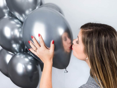 Balony lateksowe shiny srebrne - 33 cm - 50 szt.