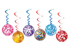 Dekoracja wisząca świderki Disco - 6 szt.