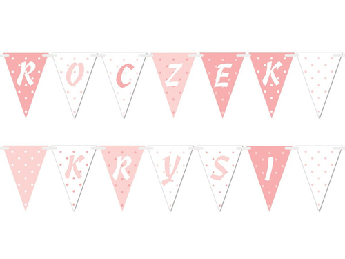 Baner flagi personalizowany na roczek dziewczynki - 5 m