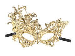 Maska karnawałowa koronkowa - złota - 1 szt.