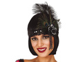 Opaska z piórem i koralikami Retro czarna - 1 szt.