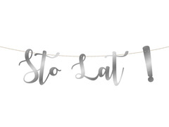 Baner z napisem Sto Lat! srebrny - 65 cm - 1 szt.