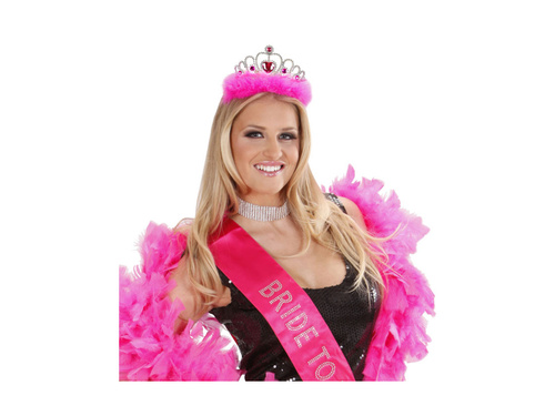 Tiara Girls Night Out z różowymi klejnotami i futerkiem