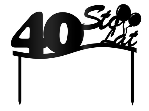 Topper z pleksi czarny na tort 40 urodziny - 1 szt.