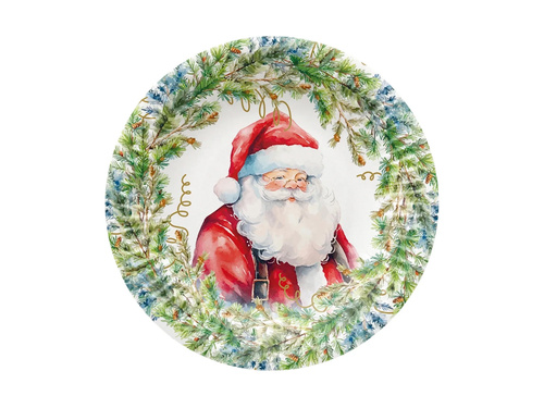 Talerzyki papierowe Święty Mikołaj - 18 cm - 8 szt.