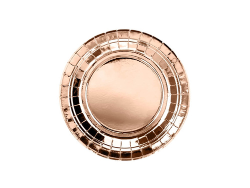 Talerzyki papierowe złoty róż - 18 cm - 6 szt.