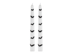 Świece stożkowe Nietoperze białe - 24 cm - 2 szt.