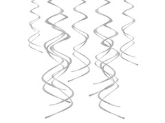 Dekoracja wisząca świderki srebrne - 60 cm - 5 szt.