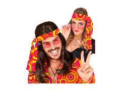 Opaska hipisowa pomarańczowa Groovy Bubbles lata 70.
