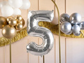 Balon foliowy cyfra 5 srebrna - 72 cm - 1 szt.