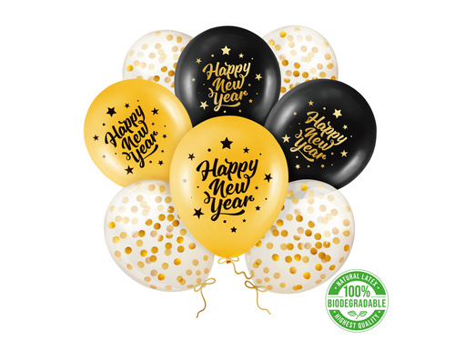 Balony lateksowe Happy New Year - 30 cm - 8 szt.