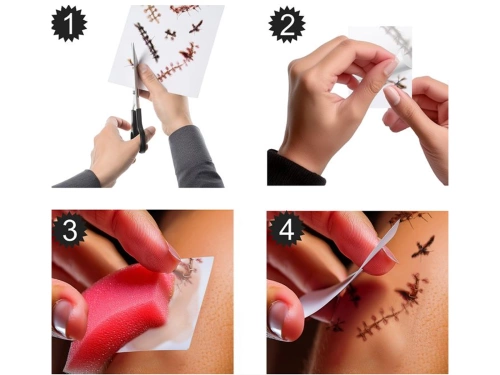 Tatuaże zmywalne Blizny na Halloween - 12 szt.