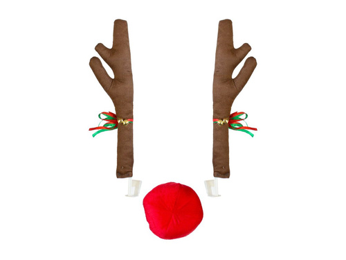 Dekoracja na samochód Rogi renifera z nosem - 1 kpl.