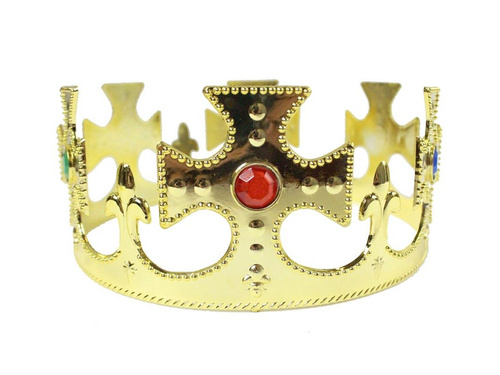 Korona Króla z klejnotami regulowana - złota - 1 szt.